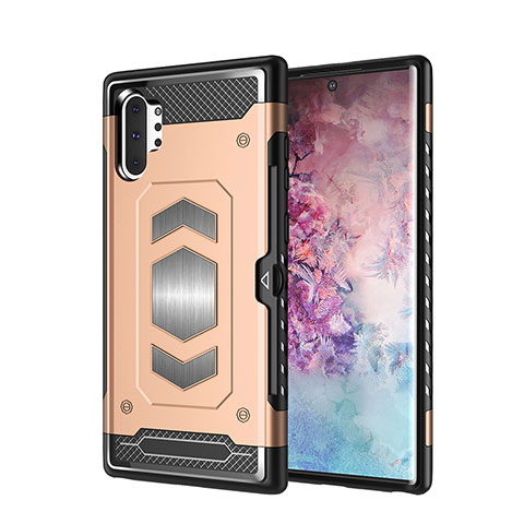 Funda Bumper Silicona y Plastico Mate Carcasa Magnetico para Samsung Galaxy Note 10 Plus 5G Oro