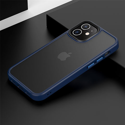 Funda Bumper Silicona y Plastico Mate Carcasa N01 para Apple iPhone 12 Azul