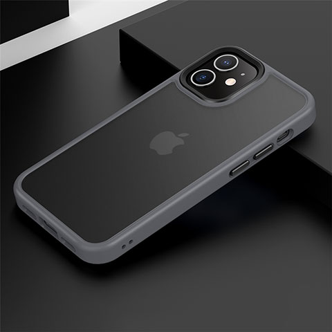 Funda Bumper Silicona y Plastico Mate Carcasa N01 para Apple iPhone 12 Gris