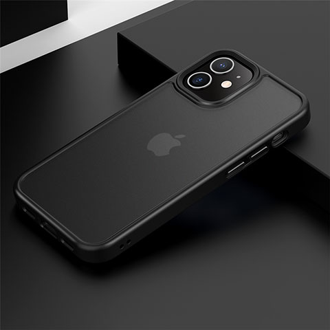 Funda Bumper Silicona y Plastico Mate Carcasa N01 para Apple iPhone 12 Mini Negro