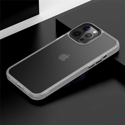 Funda Bumper Silicona y Plastico Mate Carcasa N01 para Apple iPhone 12 Pro Max Blanco