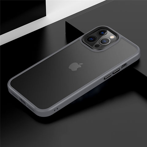 Funda Bumper Silicona y Plastico Mate Carcasa N01 para Apple iPhone 12 Pro Max Gris