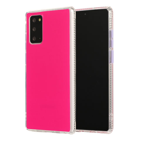 Funda Bumper Silicona y Plastico Mate Carcasa N02 para Samsung Galaxy Note 20 5G Rosa Roja