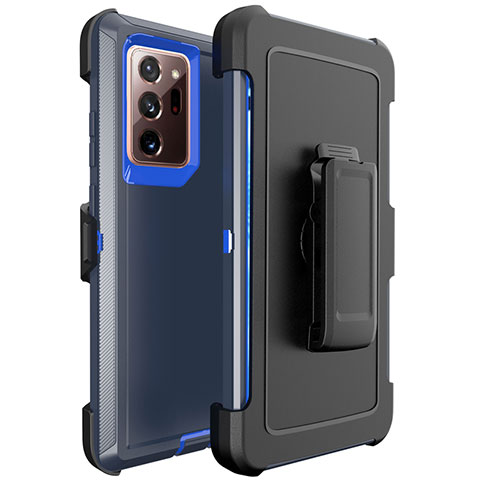 Funda Bumper Silicona y Plastico Mate Carcasa N04 para Samsung Galaxy Note 20 Ultra 5G Azul y Negro