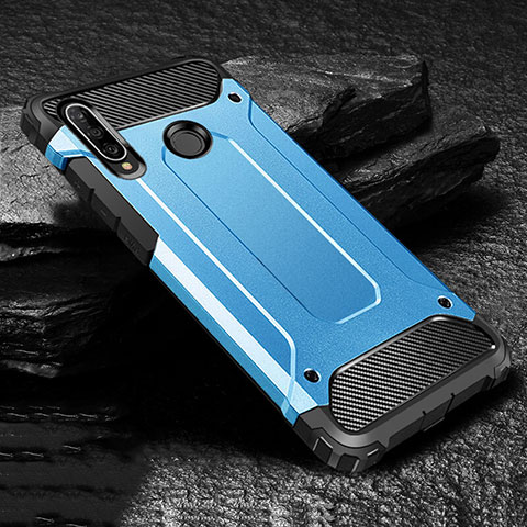 Funda Bumper Silicona y Plastico Mate Carcasa para Huawei P30 Lite Azul