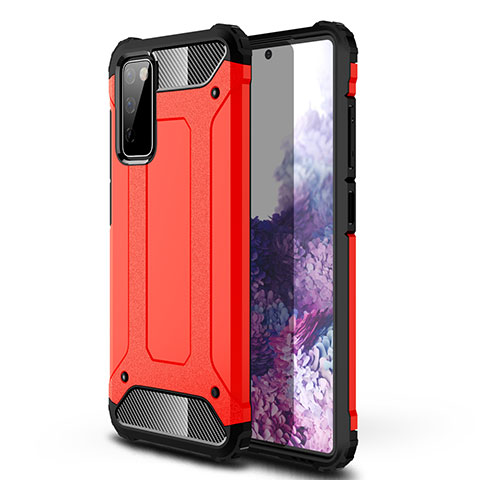 Funda Bumper Silicona y Plastico Mate Carcasa para Samsung Galaxy S20 FE 5G Rojo