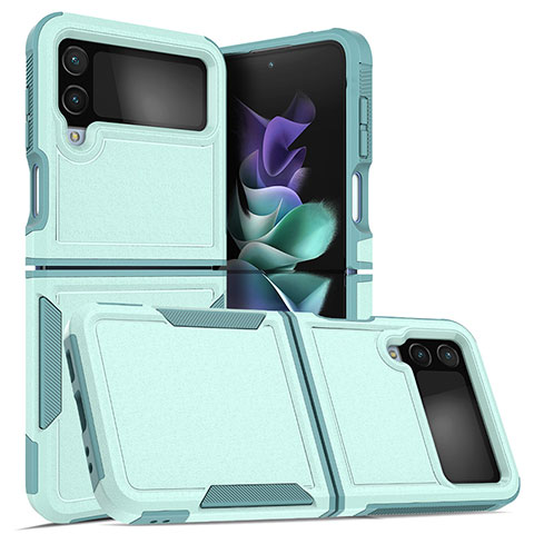 Funda Bumper Silicona y Plastico Mate Carcasa para Samsung Galaxy Z Flip4 5G Cian