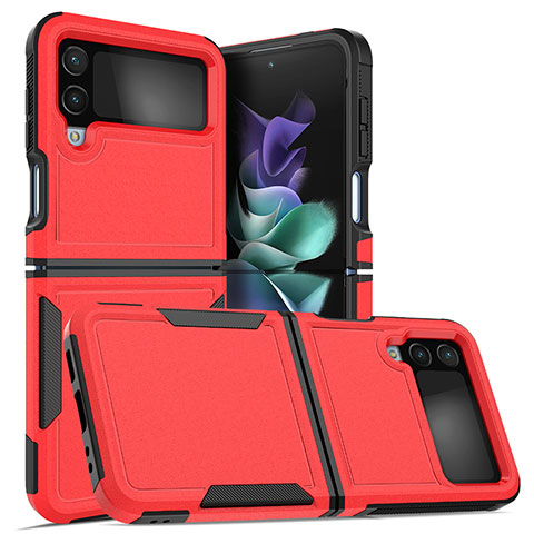 Funda Bumper Silicona y Plastico Mate Carcasa para Samsung Galaxy Z Flip4 5G Rojo