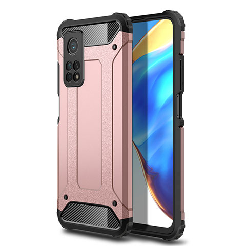 Funda Bumper Silicona y Plastico Mate Carcasa para Xiaomi Mi 10T 5G Oro Rosa