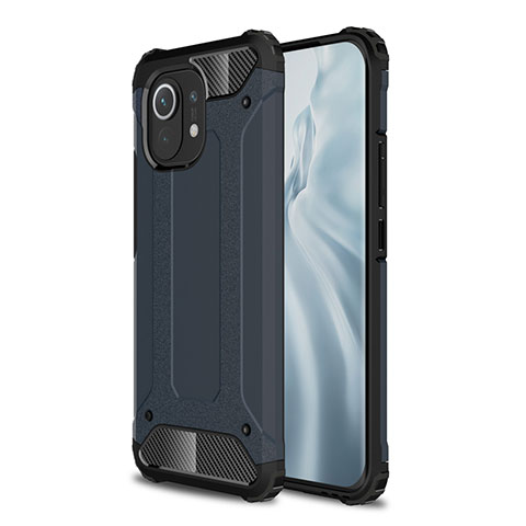 Funda Bumper Silicona y Plastico Mate Carcasa para Xiaomi Mi 11 5G Azul