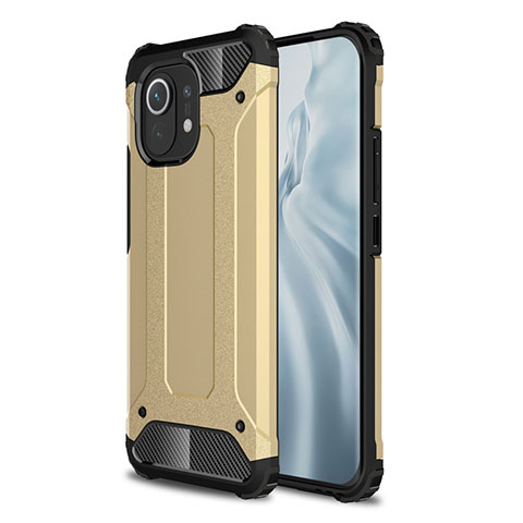 Funda Bumper Silicona y Plastico Mate Carcasa para Xiaomi Mi 11 5G Oro