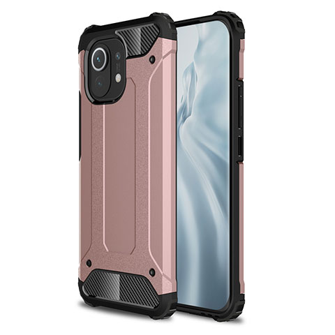 Funda Bumper Silicona y Plastico Mate Carcasa para Xiaomi Mi 11 5G Oro Rosa