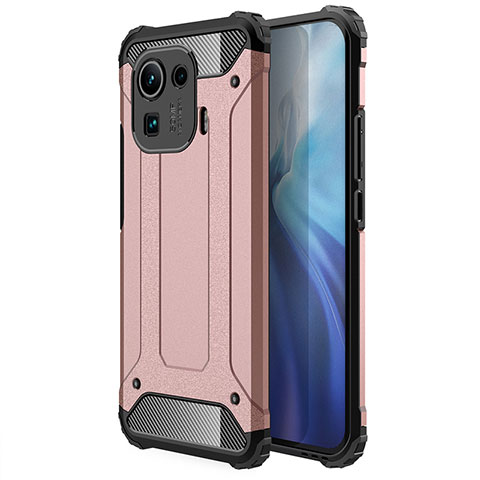 Funda Bumper Silicona y Plastico Mate Carcasa para Xiaomi Mi 11 Pro 5G Oro Rosa