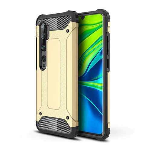 Funda Bumper Silicona y Plastico Mate Carcasa para Xiaomi Mi Note 10 Oro