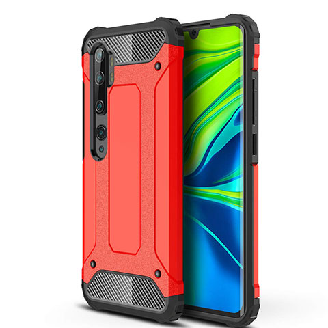 Funda Bumper Silicona y Plastico Mate Carcasa para Xiaomi Mi Note 10 Rojo
