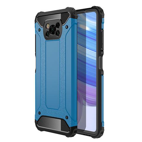 Funda Bumper Silicona y Plastico Mate Carcasa para Xiaomi Poco X3 NFC Azul Cielo