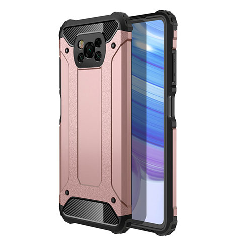 Funda Bumper Silicona y Plastico Mate Carcasa para Xiaomi Poco X3 Oro Rosa