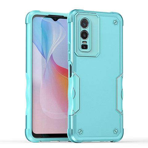 Funda Bumper Silicona y Plastico Mate Carcasa QW1 para Vivo Y76 5G Azul Claro