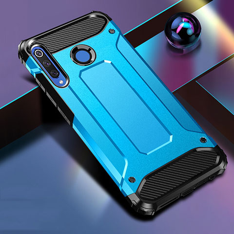 Funda Bumper Silicona y Plastico Mate Carcasa R01 para Huawei P30 Lite New Edition Azul Cielo