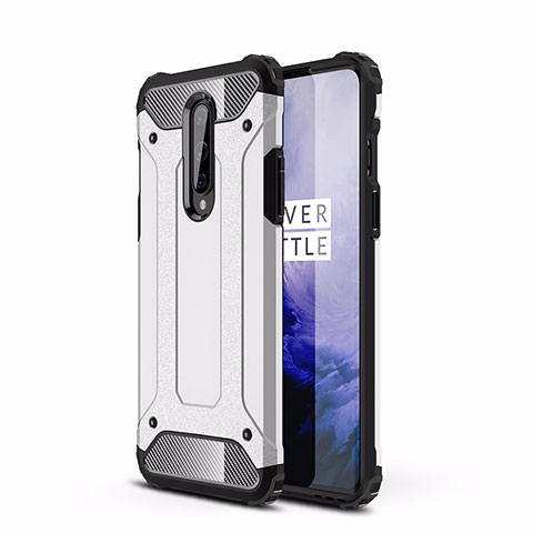 Funda Bumper Silicona y Plastico Mate Carcasa R01 para OnePlus 8 Plata