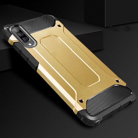 Funda Bumper Silicona y Plastico Mate Carcasa R01 para Samsung Galaxy A70 Oro