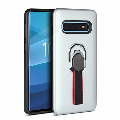 Funda Bumper Silicona y Plastico Mate Carcasa R01 para Samsung Galaxy S10 Plus Plata