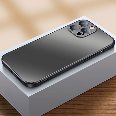 Funda Bumper Silicona y Plastico Mate Carcasa U01 para Apple iPhone 14 Pro Negro