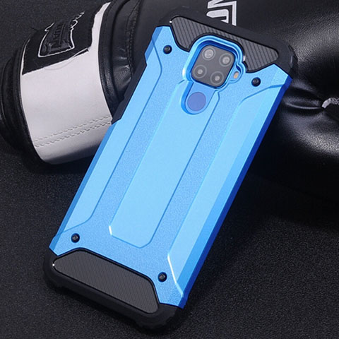 Funda Bumper Silicona y Plastico Mate Carcasa U01 para Huawei Mate 30 Lite Azul Cielo