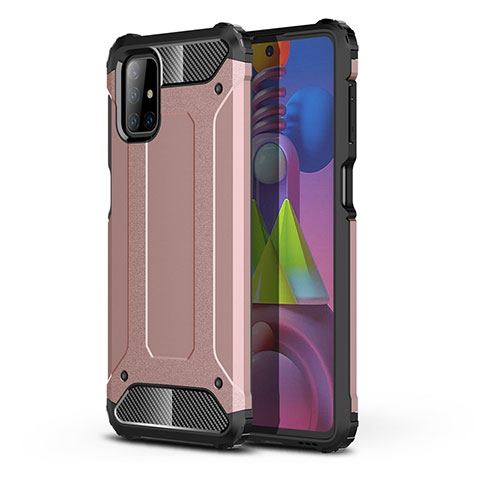 Funda Bumper Silicona y Plastico Mate Carcasa U01 para Samsung Galaxy M51 Oro Rosa