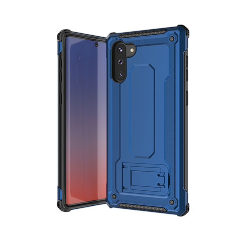 Funda Bumper Silicona y Plastico Mate Carcasa U01 para Samsung Galaxy Note 10 5G Azul y Negro