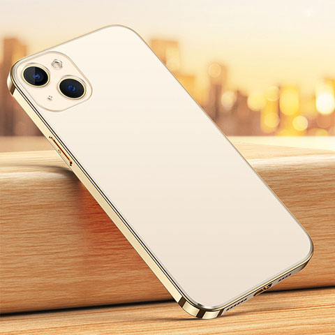 Funda Bumper Silicona y Plastico Mate Carcasa U02 para Apple iPhone 13 Mini Oro
