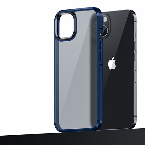 Funda Bumper Silicona y Plastico Mate Carcasa U04 para Apple iPhone 13 Mini Azul