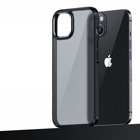 Funda Bumper Silicona y Plastico Mate Carcasa U04 para Apple iPhone 14 Plus Negro