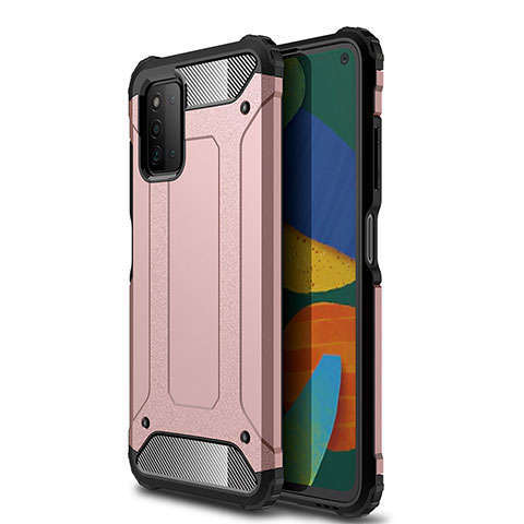 Funda Bumper Silicona y Plastico Mate Carcasa WL1 para Samsung Galaxy F52 5G Oro Rosa