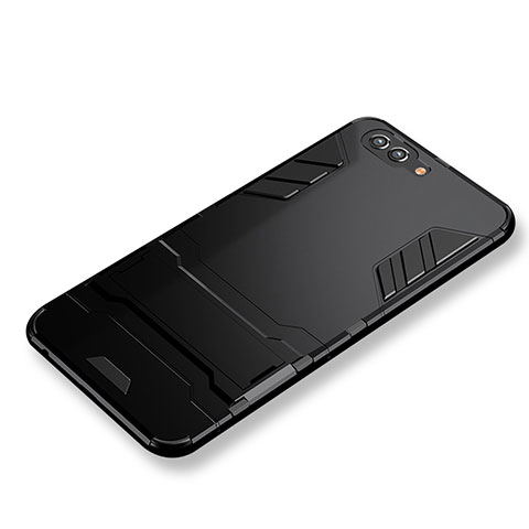 Funda Bumper Silicona y Plastico Mate con Soporte para Huawei Nova 2S Negro