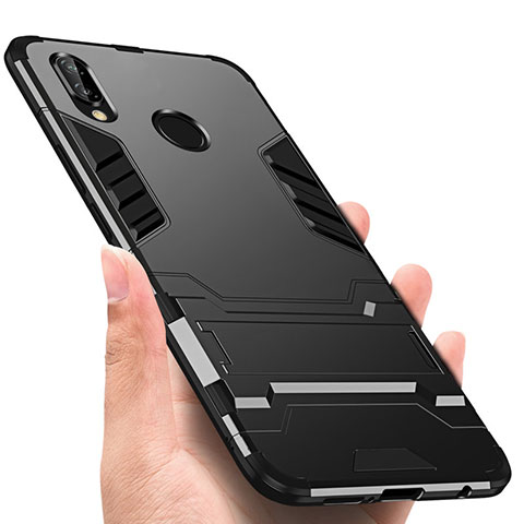 Funda Bumper Silicona y Plastico Mate con Soporte para Huawei Nova 3i Negro