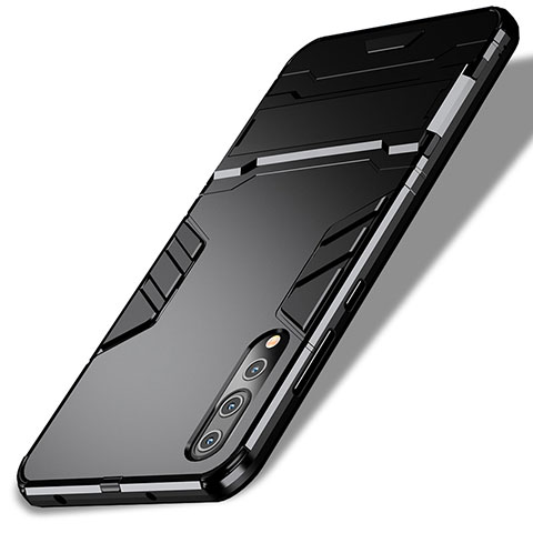 Funda Bumper Silicona y Plastico Mate con Soporte para Huawei P20 Pro Negro