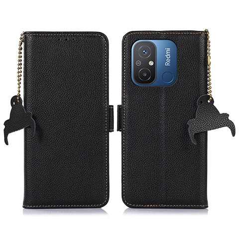 Funda de Cuero Cartera con Soporte Carcasa A01D para Xiaomi Redmi 12C 4G Negro