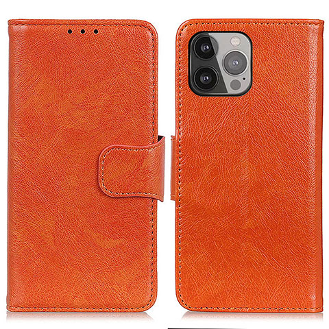 Funda de Cuero Cartera con Soporte Carcasa A02 para Apple iPhone 13 Pro Naranja