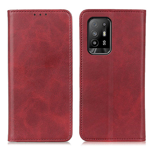 Funda de Cuero Cartera con Soporte Carcasa A02D para Oppo A95 5G Rojo