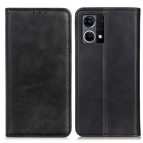 Funda de Cuero Cartera con Soporte Carcasa A02D para Oppo Reno7 4G Negro