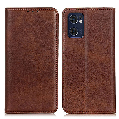 Funda de Cuero Cartera con Soporte Carcasa A02D para Oppo Reno7 5G Marron