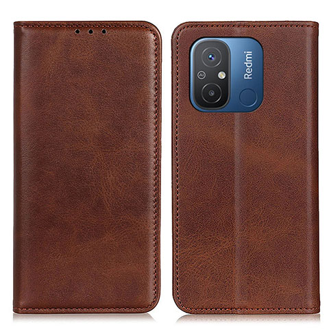 Funda de Cuero Cartera con Soporte Carcasa A02D para Xiaomi Redmi 12C 4G Marron