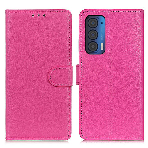 Funda de Cuero Cartera con Soporte Carcasa A03D para Motorola Moto Edge (2021) 5G Rosa Roja