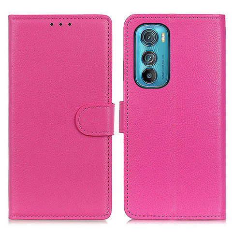 Funda de Cuero Cartera con Soporte Carcasa A03D para Motorola Moto Edge 30 5G Rosa Roja