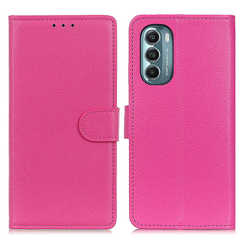 Funda de Cuero Cartera con Soporte Carcasa A03D para Motorola Moto G Stylus (2022) 5G Rosa Roja