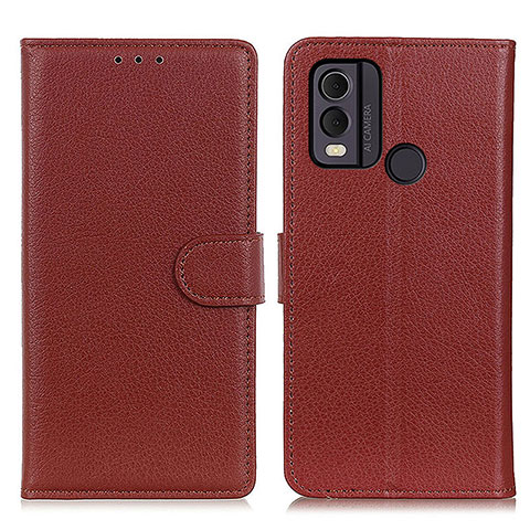 Funda de Cuero Cartera con Soporte Carcasa A03D para Nokia C22 Marron