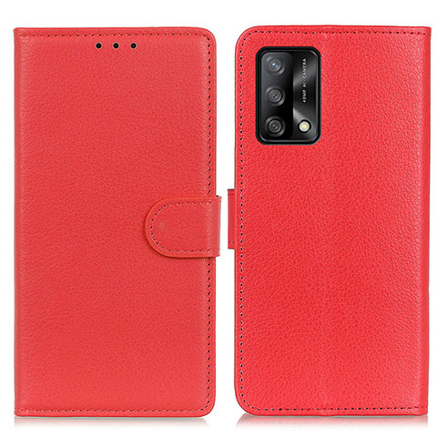 Funda de Cuero Cartera con Soporte Carcasa A03D para Oppo A74 4G Rojo