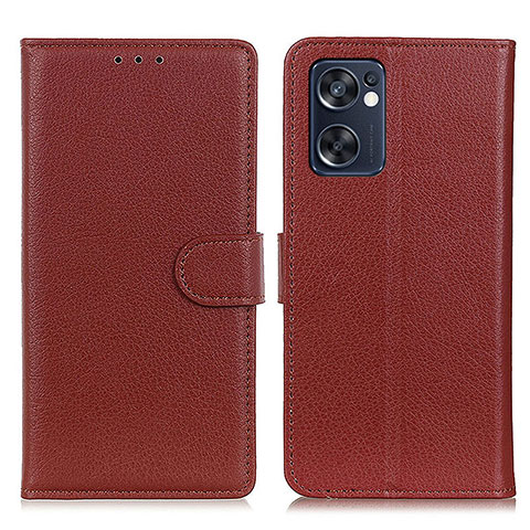 Funda de Cuero Cartera con Soporte Carcasa A03D para Oppo Reno7 SE 5G Marron