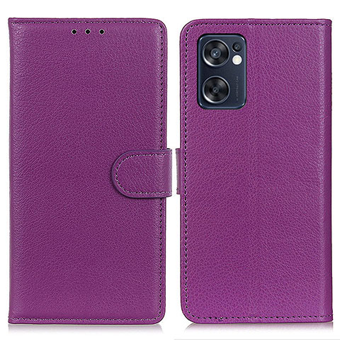 Funda de Cuero Cartera con Soporte Carcasa A03D para Oppo Reno7 SE 5G Morado